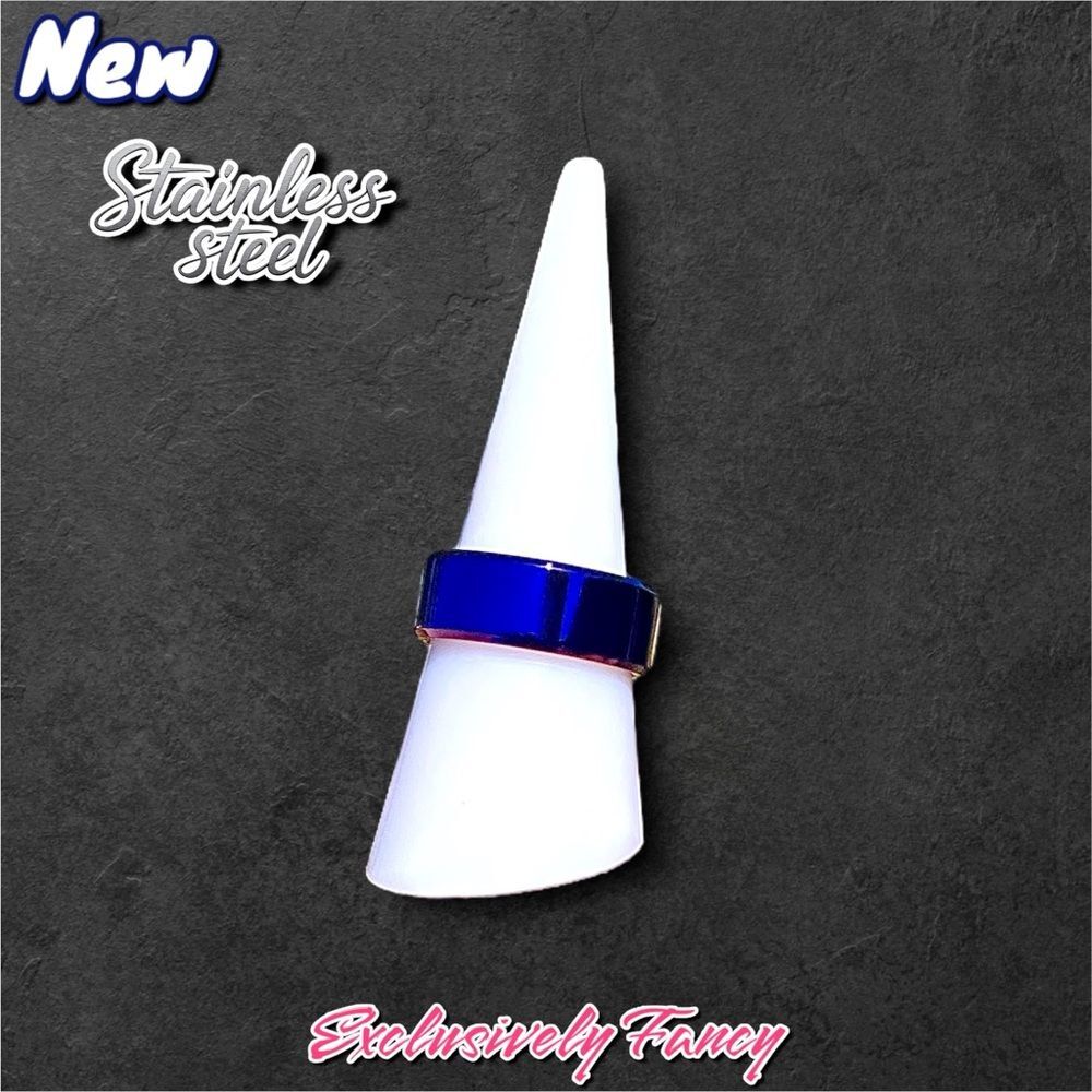 New Mens Royal Blue Stainless Steel 316L Wedding Ring Jewelry - Size 7